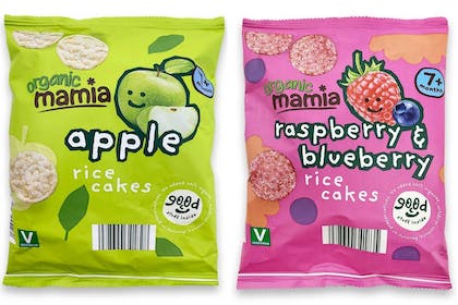 Aldi Mamia Organic Apple Mini Rice Cakes and Aldi Mamia Organic Raspberry and Blueberry Mini Rice Cakes 