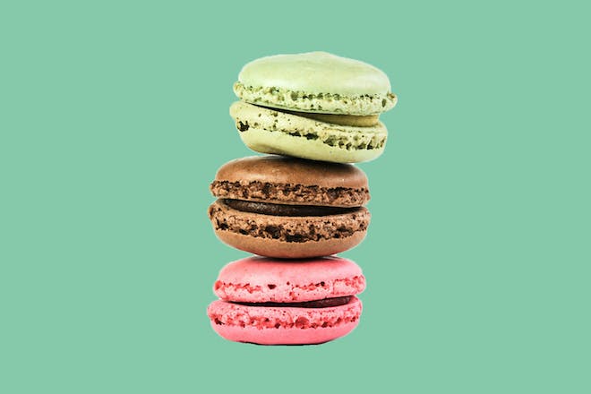 3 macarons piled on top of each other